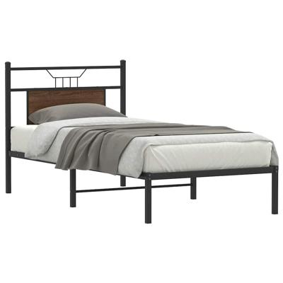 Bedframe zonder matras bewerkt hout bruin eikenkleur 75x190 cm