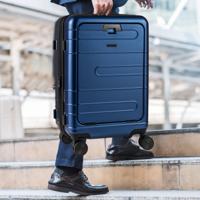Uitbreidbare Reiskoffer Lichte PC-Hardshellkoffer 20 Inch Vliegtuiggeschikt Rolkoffer Marineblauw