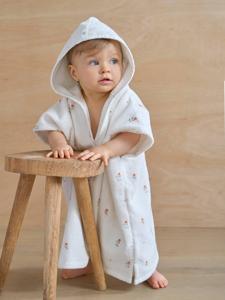 Personaliseerbare badponcho voor baby's GIVERNY, met gerecycled katoen wit, bedrukt