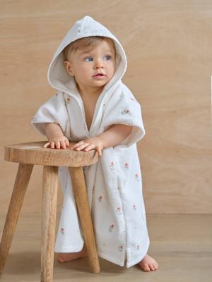 Personaliseerbare badponcho voor baby's GIVERNY, met gerecycled katoen wit, bedrukt