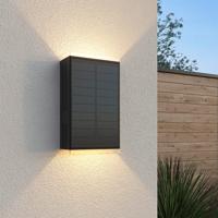 Jovi Solar LED Wandlamp - Incl. Schemerschakelaar - Up & Down light - 2700K warm wit - Zwart - IP65 waterdicht - 70 lumen - Tuinverlichting - Buitenlamp