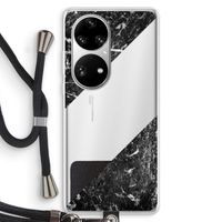 Zwart marmer: Huawei P50 Pro Transparant Hoesje met koord