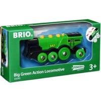 BRIO World - 33593 - Krachtige groene locomotief met batterijen - houten speelgoed