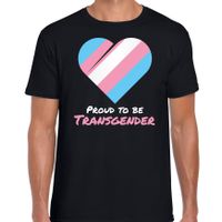 Proud to be transgender pride vlag hartje / LHBT t-shirt zwart voor heren - thumbnail