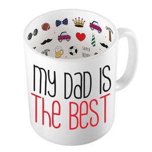 Cadeau koffie/thee mok voor papa - rood - de beste papa - keramiek - 300 ml - Vaderdag