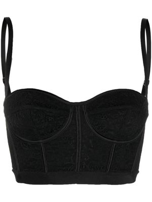Del Core haut bustier crop à détails en dentelle - Noir