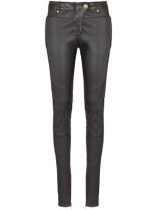 Balmain pantalon en cuir à coupe skinny - Noir