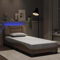 Bedframe met LED-verlichting kunstleer cappuccino 90x190 cm