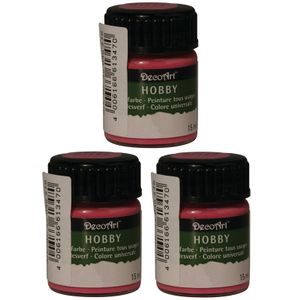 3x Fuchsia acrylverf/allesverf potjes 15 ml hobby/knutselmateri