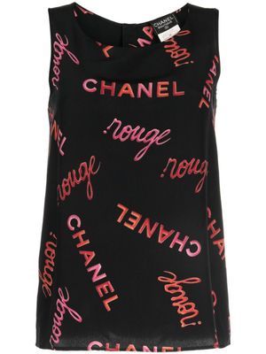 CHANEL Pre-Owned haut en soie à logo imprimé (1996) - Noir