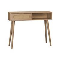 sweeek - Scandinavische console met houtdecor en afgerond riet