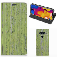 LG V40 Thinq Book Wallet Case Green Wood - thumbnail