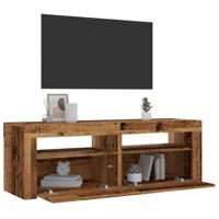 Tv-meubel met LED 120x35x40 cm bewerkt hout oud hout