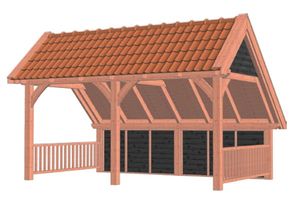 Trendhout Kapschuur De Hoeve XL 530x380 cm - Combinatie 1- Kapschuurdak- Onbehandeld lariks Douglas hout- Trendhout