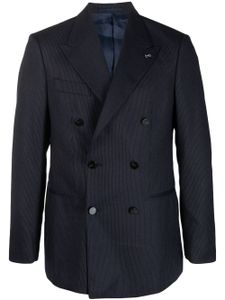 D4.0 blazer rayé en laine à boutonnière croisée - Bleu