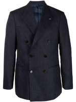 D4.0 blazer rayé en laine à boutonnière croisée - Bleu