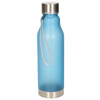 Waterfles/drinkfles/sportfles - blauw - kunststof - rvs dop - 600 ml