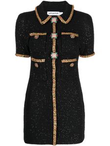 Self-Portrait robe courte en maille à appliqués - Noir