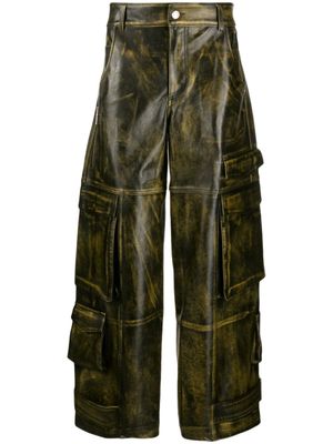 GCDS pantalon Rub-Off Ultracargo en cuir - Noir