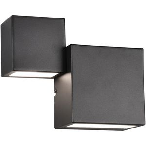 LED Wandlamp - Wandverlichting - Trion Migela - 12W - Warm Wit 3000K - Dimbaar - Vierkant - Mat Zwart - Aluminium