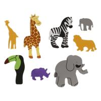 Haza Foam safari dieren - 32x stuks - knutsel materiaal - zelfklevend - 3-7 cm