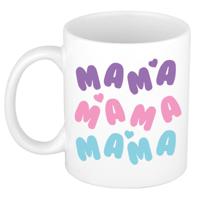 Cadeau koffie/thee mok voor mama - wit - hartjes - keramiek - Moederdag   -