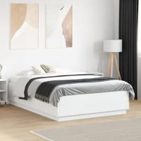 Bedframe met LED-verlichting bewerkt hout wit 120x190 cm