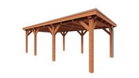 Trendhout Overkapping Siena 715x415 cm- Plat dak- Onbehandeld lariks Douglas hout- Trendhout