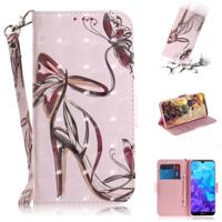 3D gekleurde tekening Butterfly hoge hakken schoenen patroon horizontale Flip lederen case voor Huawei Y5 (2019)/Honor 8s met houder & kaartsleuven &