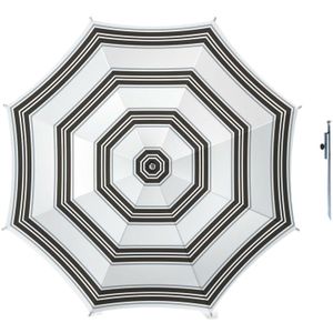 Parasol - Zwart/wit - D160 cm - incl. draagtas - parasolharing - 49 cm