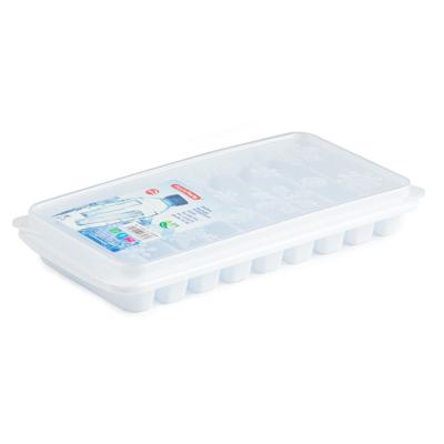 Plasticforte flessenhals ijsblokjes tray - 10 vaks - staafjes - wit - kunststof - deksel Plasticforte flessenhals ijsblokjes tray - 10 vaks - staafjes - wit - kunststof - deksel