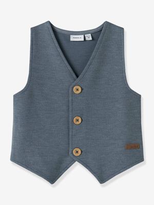 Vestje met knopen voor jongens NAME IT grijsblauw