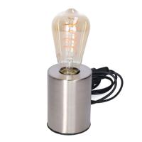 Tafellamp Zilver - metaal- IP20 schakelaar - 7.5 x 7.5 x 10 cm - inclusief LED Retro lamp - thumbnail