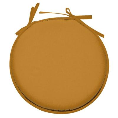 Stof Textile Home stoelkussens - okergeel - D40 x H3 cm - voor binnen - rond