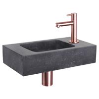 Differnz fonteinset bombai black - natuursteen - kraan recht - 40 x 22 x 9 cm - rood koper