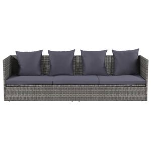 The Living Store - Poly Rattan Tuinbed - Ligbed - 200 x 60 x 58 cm - Grijs - Verstelbaar