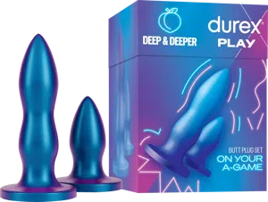 Durex Play Deep & Deeper Buttplugset Blauw Silicium 2 stuk(s)