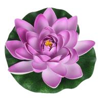 Drijvende kunst waterlelie bloemen - lila paars - D18 cm - Vijver decoratie - Nep bloemen - Waterlel