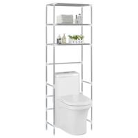 VidaXL Opbergrek voor boven toilet 3-laags 53x28x169 cm zilverkleurig