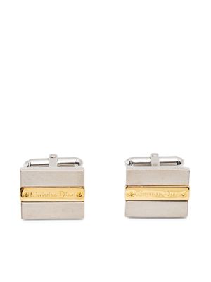 Christian Dior Pre-Owned boutons de manchette bicolores à logo gravé (années 1980) - Argent