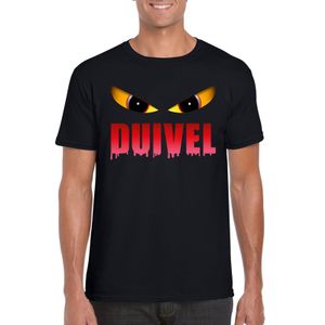 Halloween duivel ogen t-shirt zwart heren