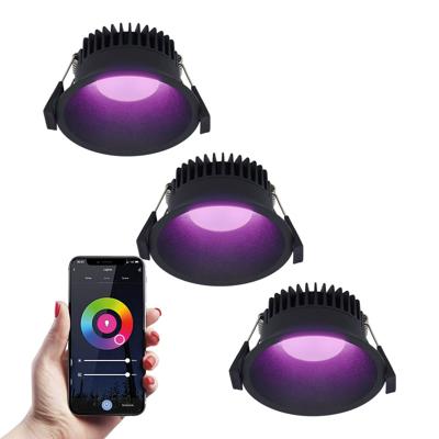 Set van 3 Finn smart inbouwspots - IP44 waterdicht - 10 Watt 630lm - Wifi + Bluetooth - RGBWW - Google Home, Amazon Alexa en Siri - Zwart - Voor binnen, buiten en badkamer