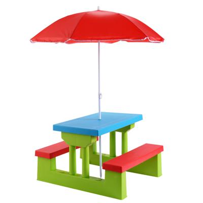 Kinderen Picknicktafel Set met Parasol 170T Nylon Afneembare Opvouwbare Paraplu Multifunctionele Kinderen Spelen Tafel