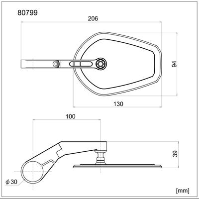 DAYTONA spiegel stuureinde "d-mirror-15". mirrors barend flat ov al short sw e-mark