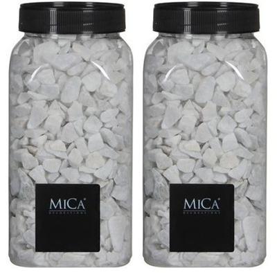 Mica Decorations decoratie steentjes - 2x - wit - 1 kilo - 650ml - hobby steentjes