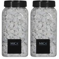 Mica Decorations decoratie steentjes - 2x - wit - 1 kilo - 650ml - hobby steentjes
