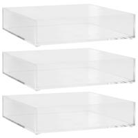 Set van 3x stuks 5five make-up houder box - 20 x 20 x 5 cm - transparant kunststof - organizer bakje