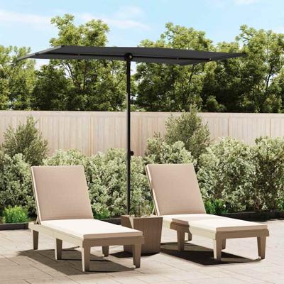 VidaXL Parasol met aluminium paal 2x1,5 m zwart