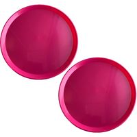 4x stuks roze rond dienbladen/serveerbladen van kunststof 34 cm - Dienbladen - thumbnail