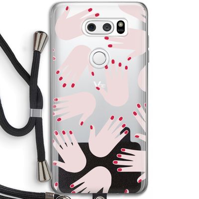 Hands pink: LG V30 Transparant Hoesje met koord